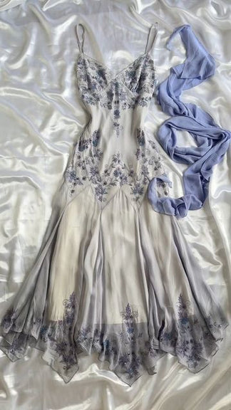 Cicinia Wisteria Prom Dresses Long Sheath Beaded Spaghetti Straps Slit Backless