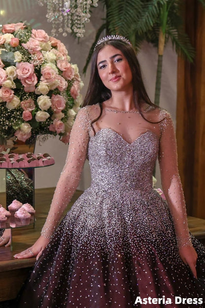 Luxury Burgundy A-Line Beaded Quinceanera Ball Gown, Sweet 16 Dress