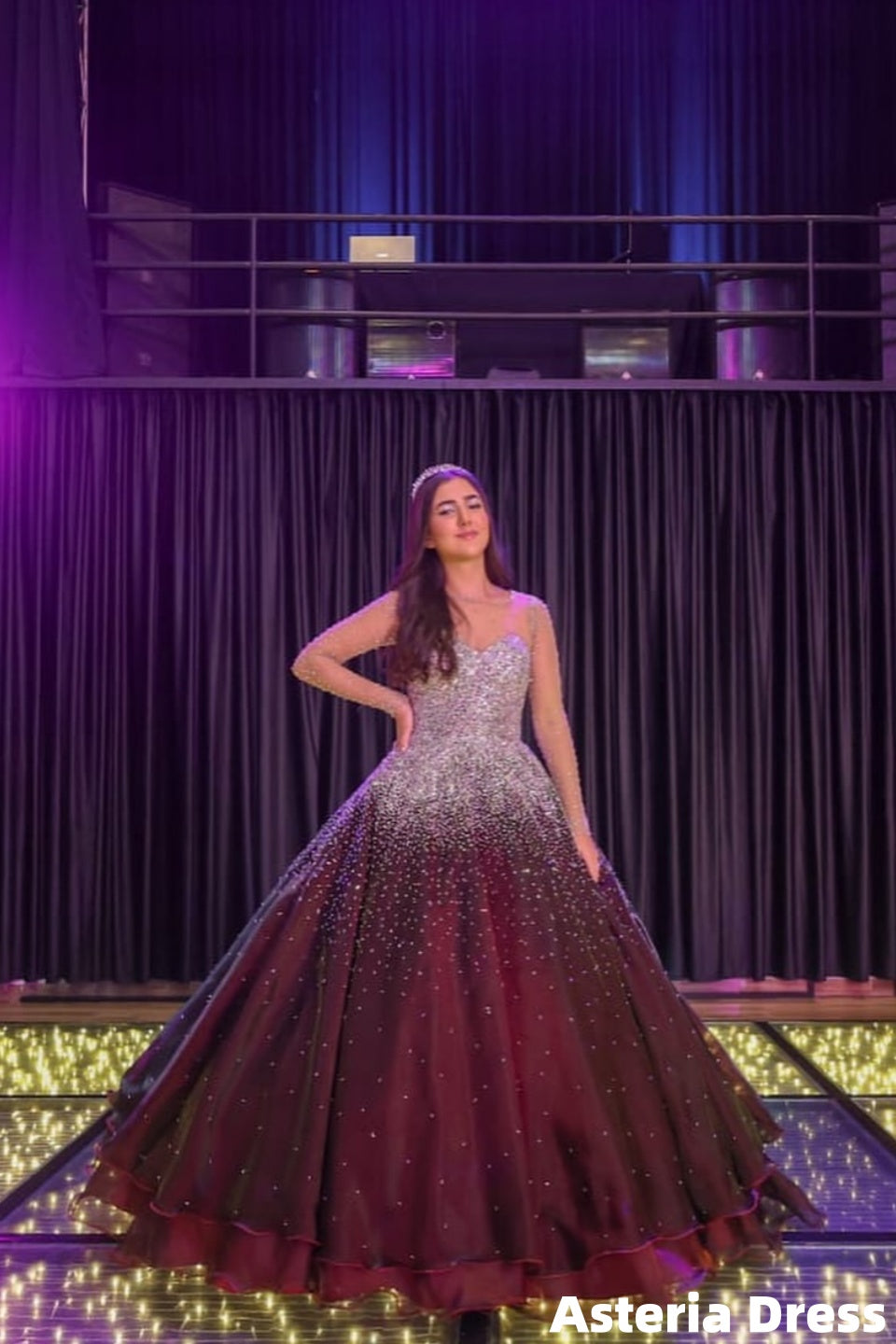 Luxury Burgundy A-Line Beaded Quinceanera Ball Gown, Sweet 16 Dress