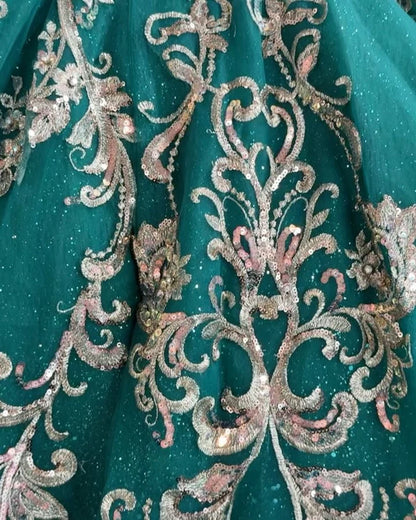 Luxury Dark Green Beaded Tulle Prom Evening Dresses, Quinceanera Dress, Sweet 16 Dress,AST2116