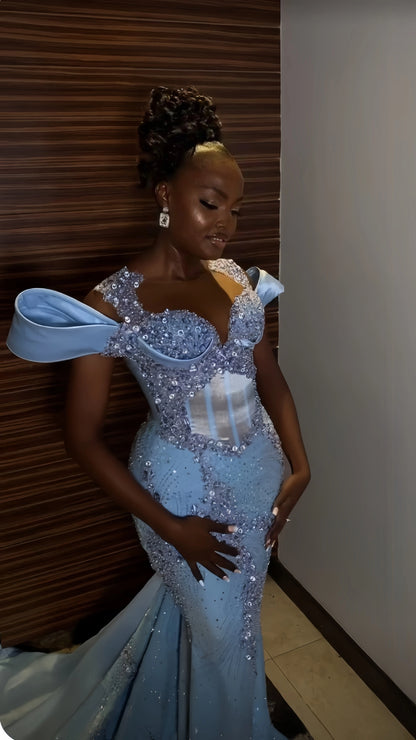 Luxury Rhinestones Mermaid Prom Dresses Black Girls Long Evening Party Dress,AST2245