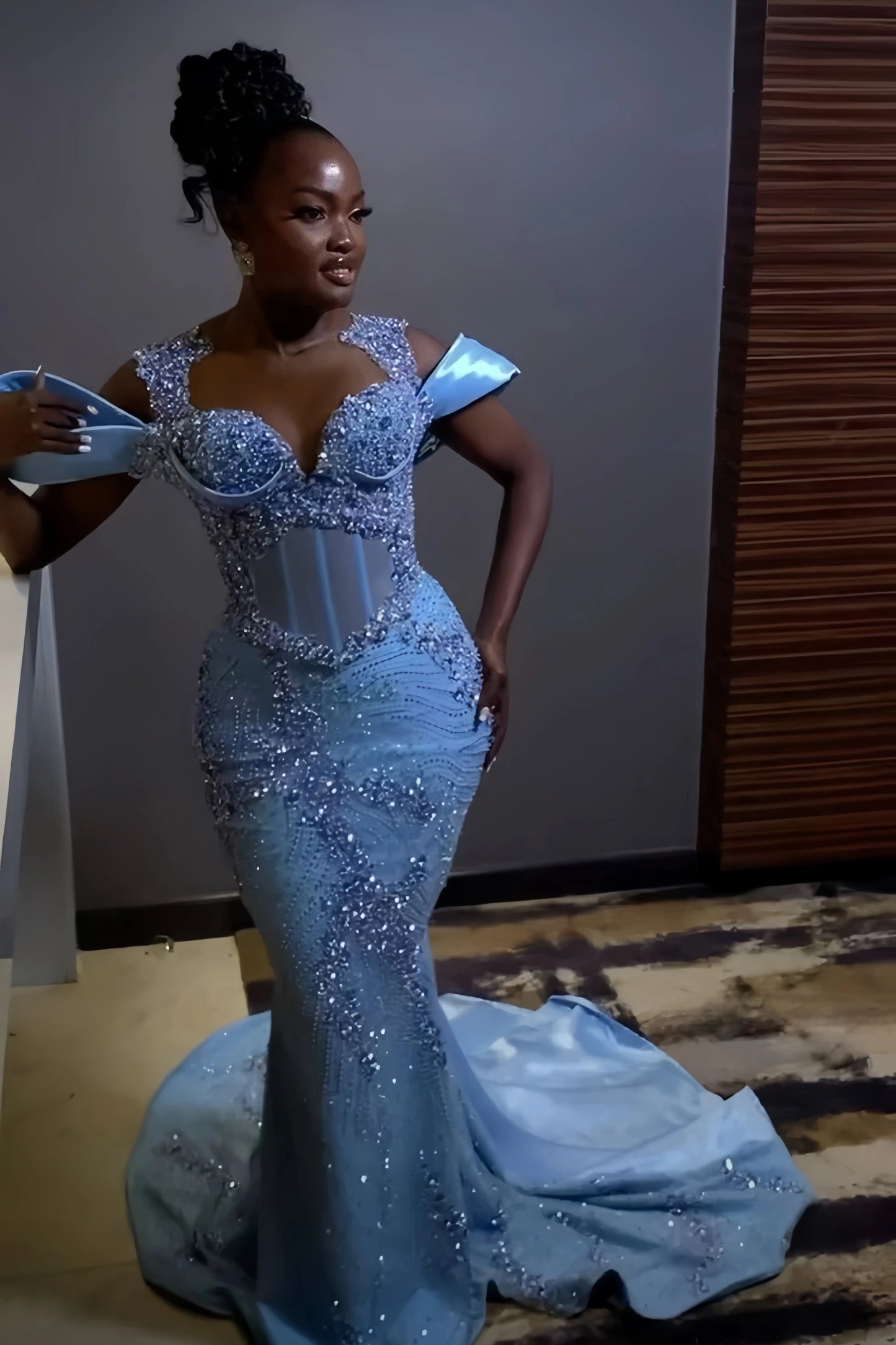 Luxury Rhinestones Mermaid Prom Dresses Black Girls Long Evening Party Dress,AST2245