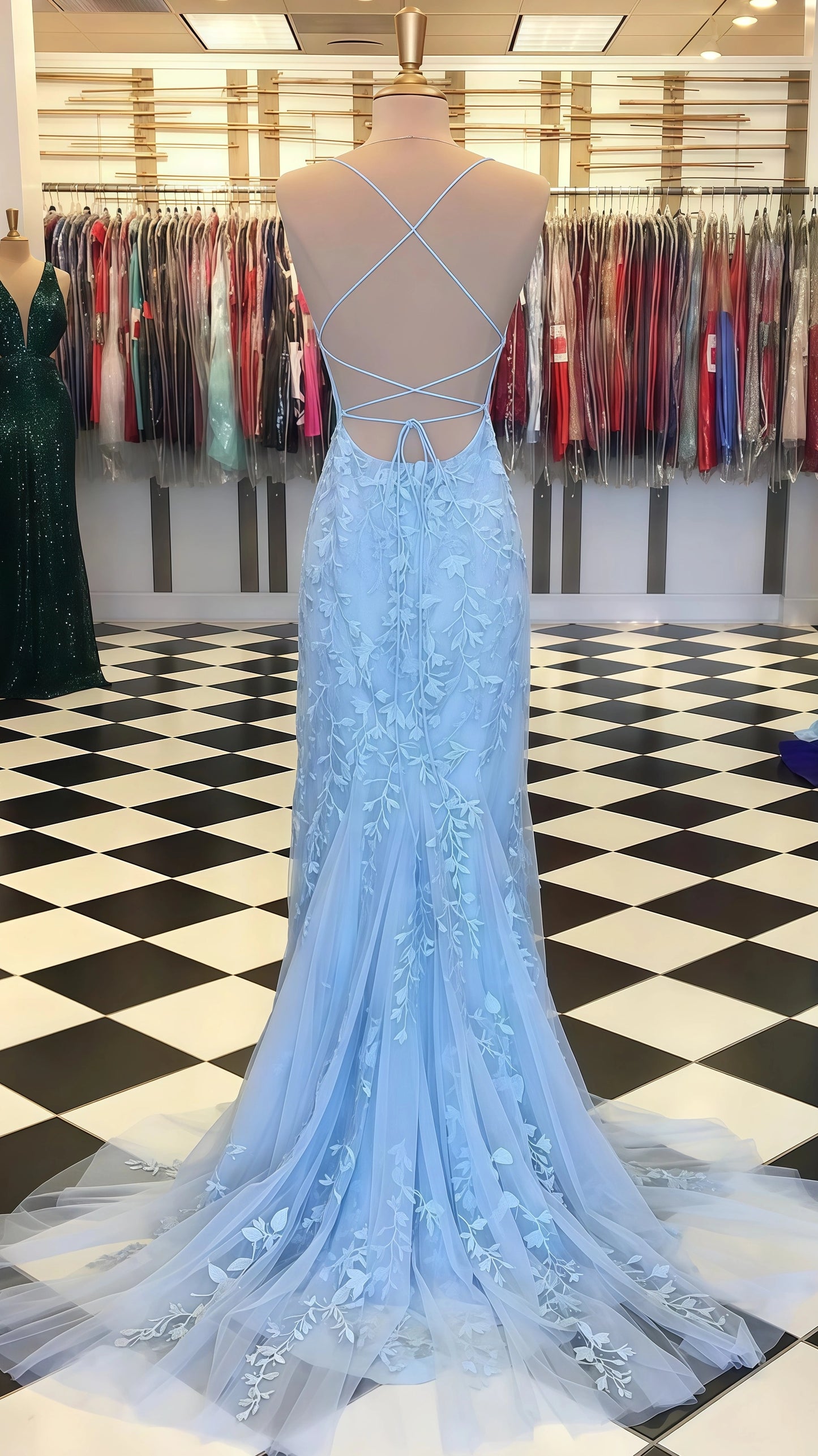 Mermaid Appliques Long Prom Dress Tulle Party Dress, Senior Prom Dresses,AST1607