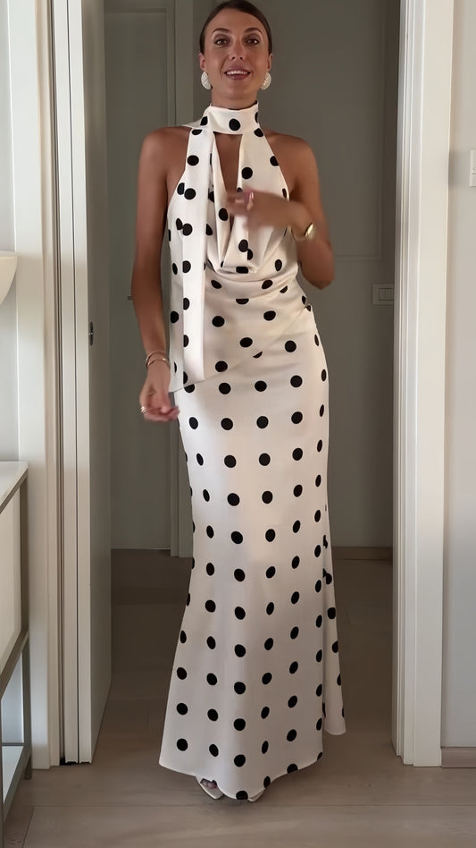 Modern White Dots Satin Party Dresses Evening Prom Dress,AST2167