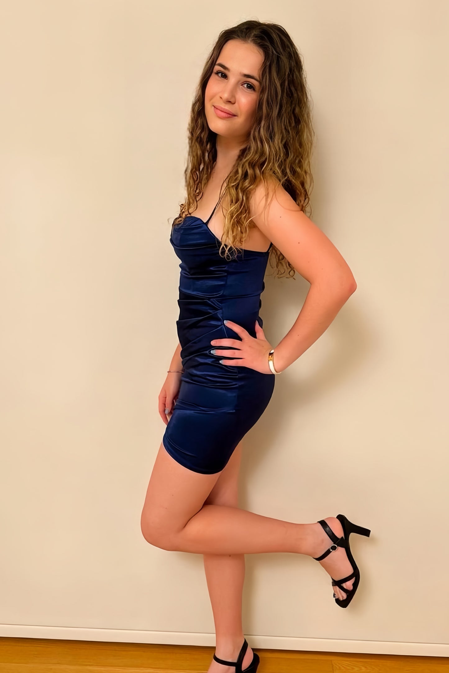 Spaghetti Straps Blue Homecoming Dresses Tight Party Dresses, AST1460