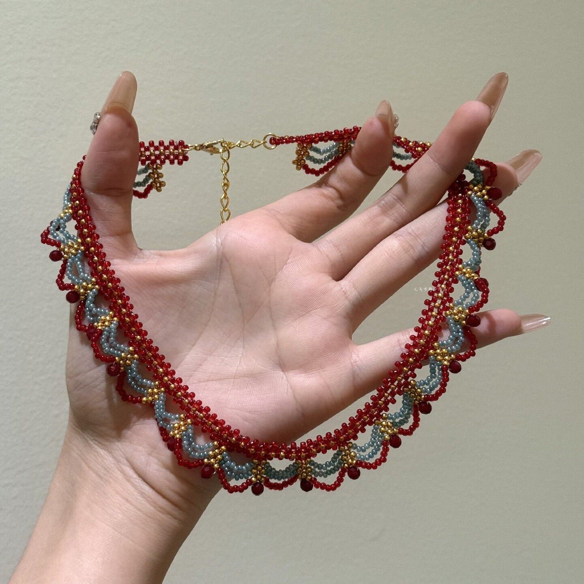 New Spring/Summer Green Lace Beaded Necklace, Multi-Layer Collarbone Chain/Necklace for Women