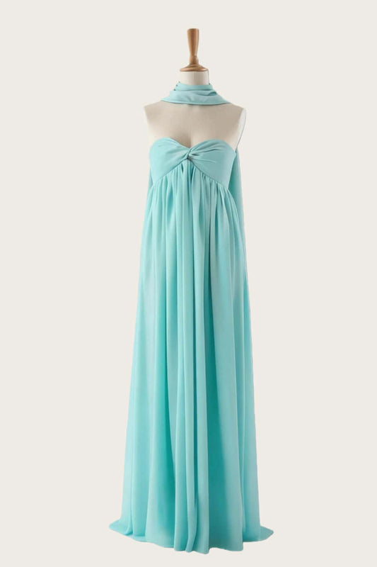 Lavender Twist Empire Chiffon Long Scarf Dress
