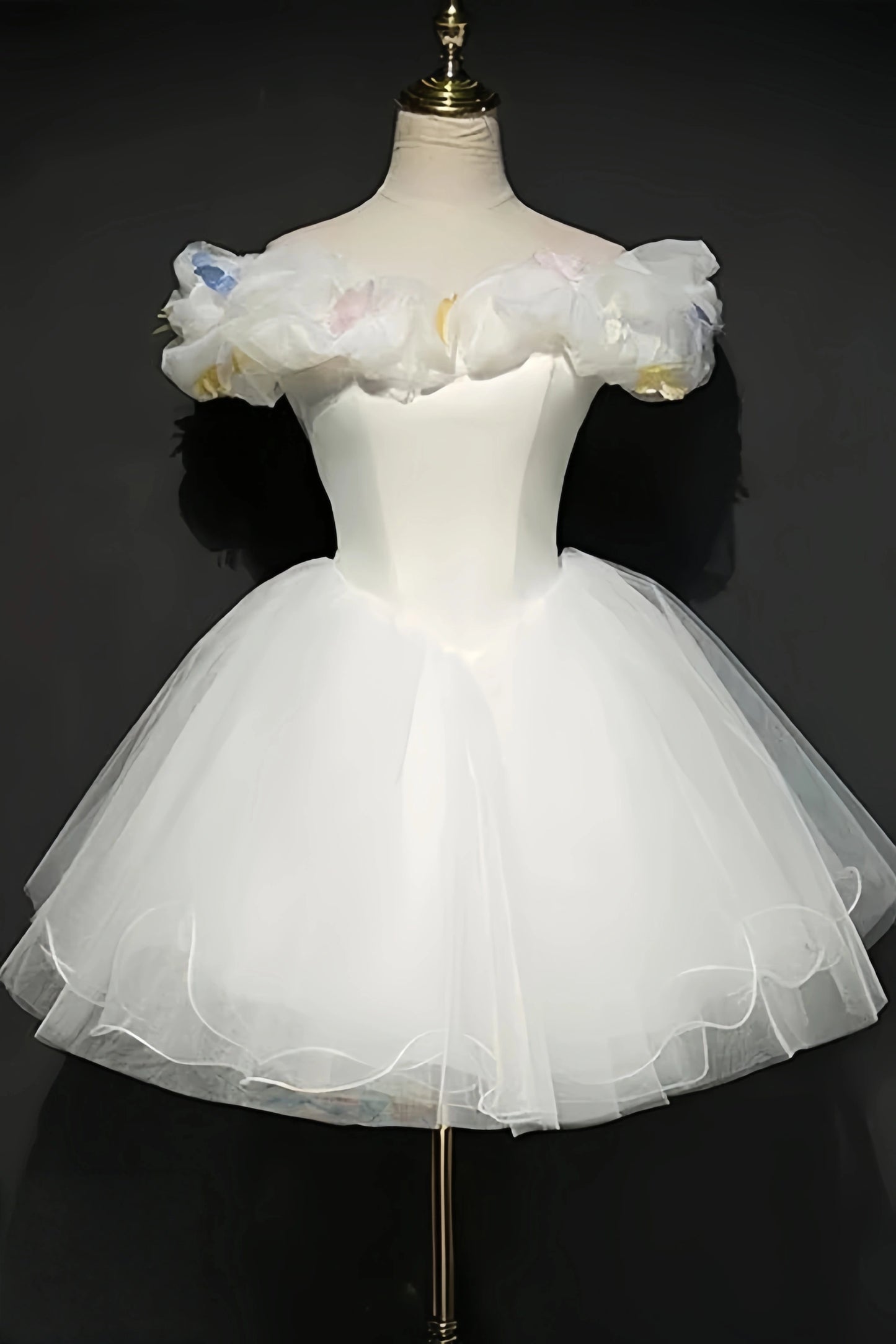 Off The Shoulder Ivory Homecoming Dresses Organza Mini Party Dress, AST2047
