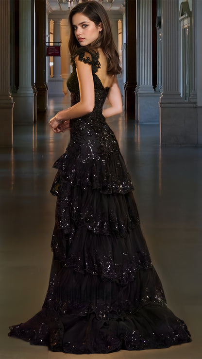 Off The Shoulder Pink Lace Ruffle Prom Dresses Long Evening Formal Gown,AST2100