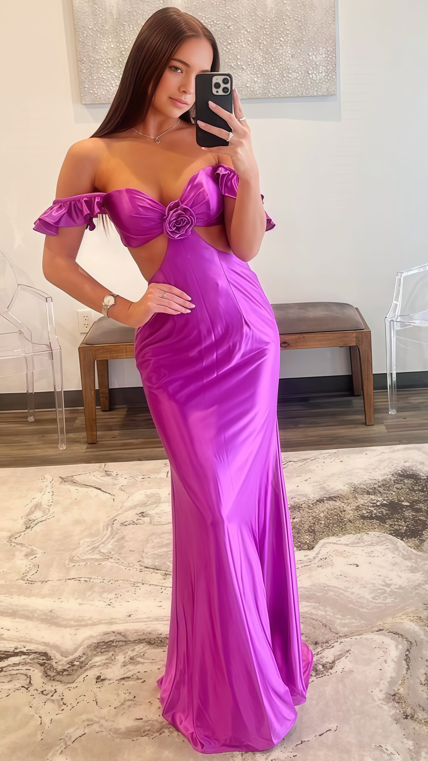 Off The Shoulder Purple Prom Dresses,AST1666