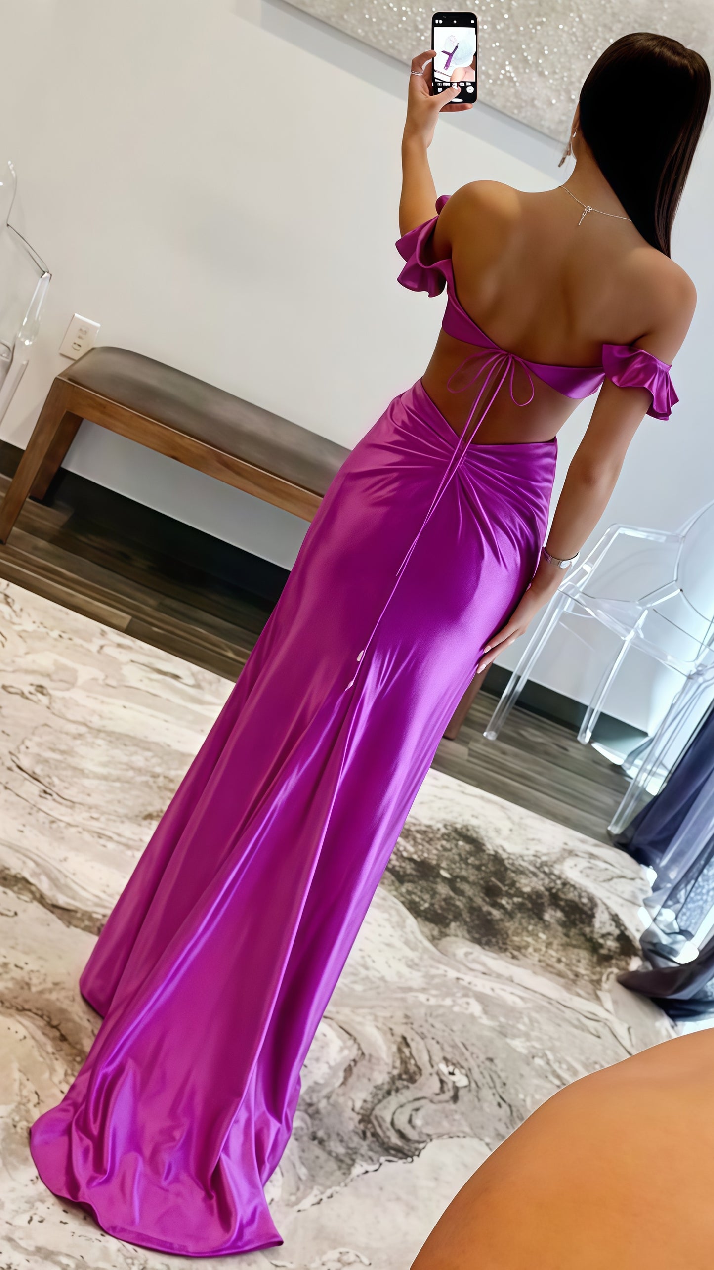 Off The Shoulder Purple Prom Dresses,AST1666