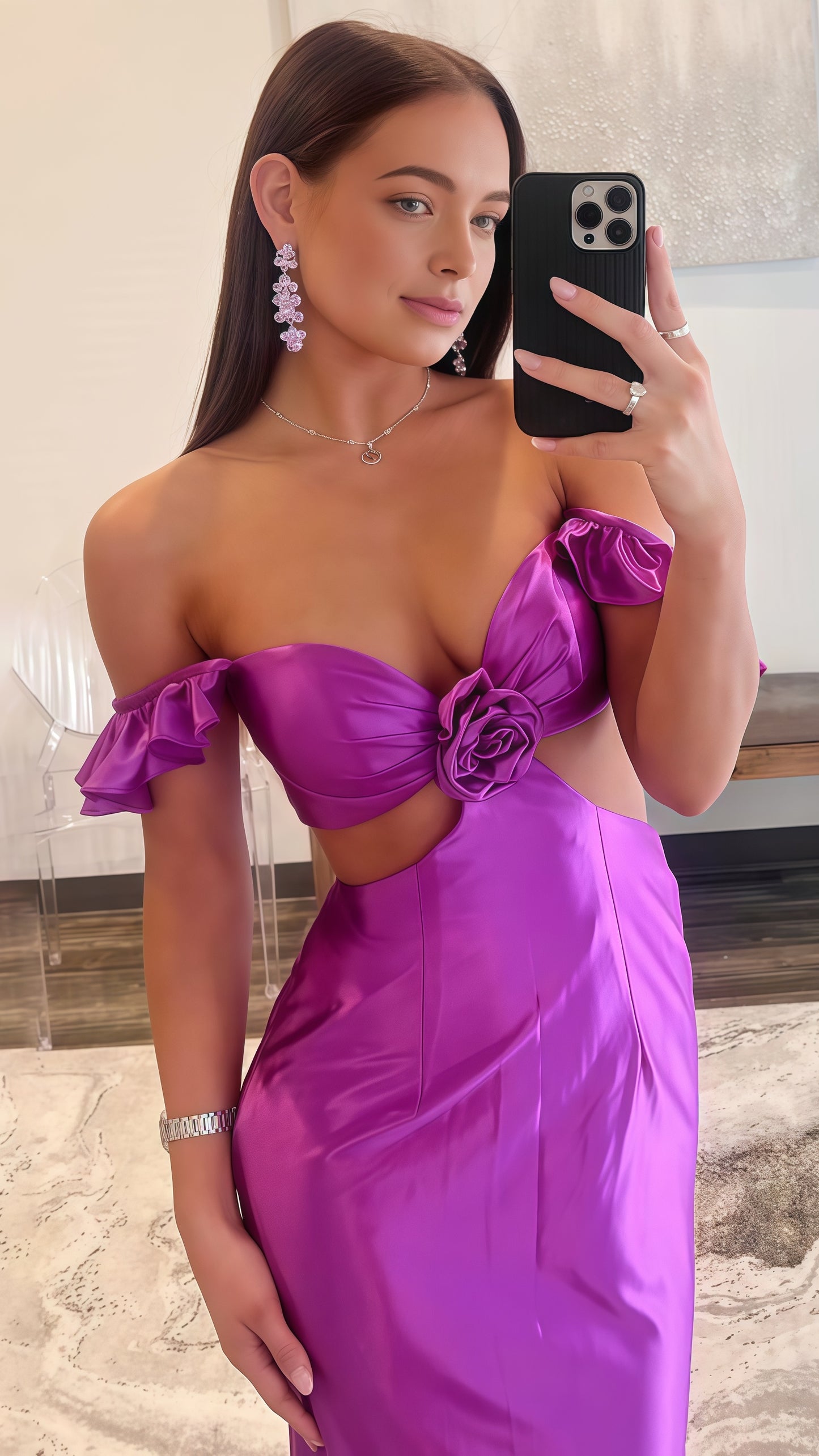 Off The Shoulder Purple Prom Dresses,AST1666