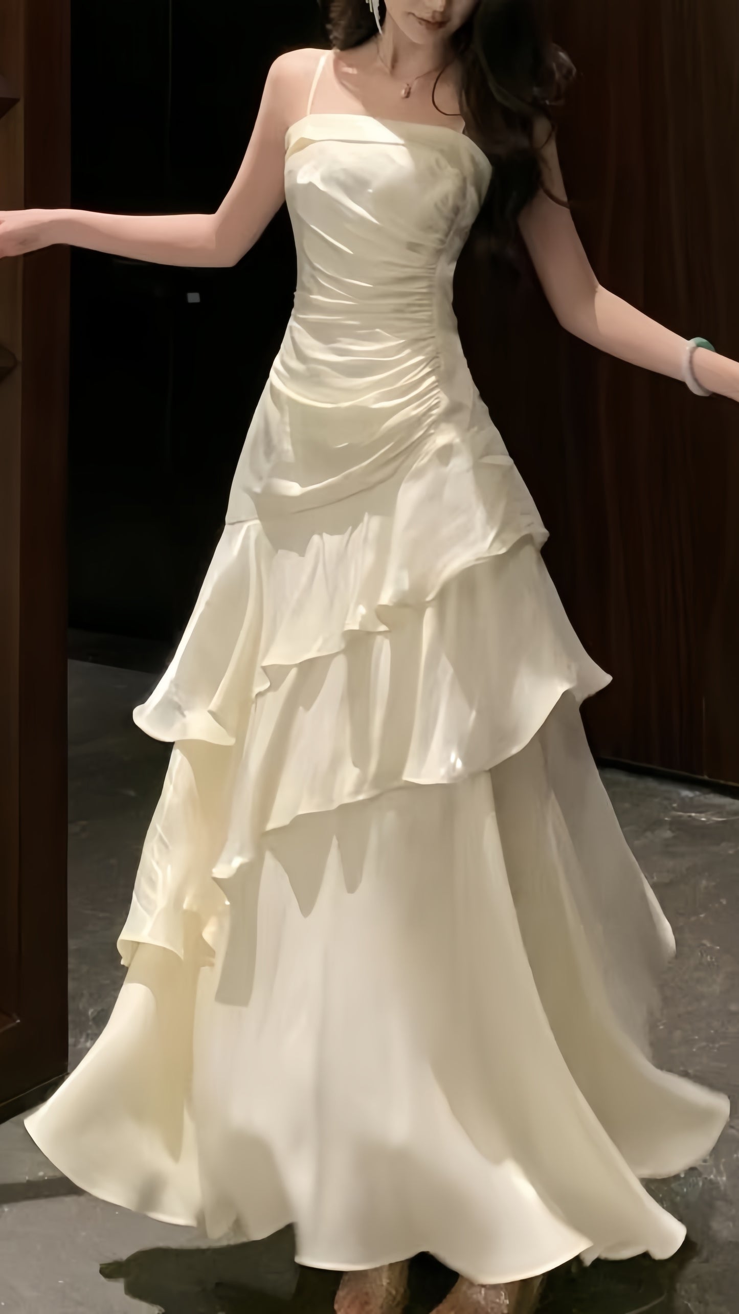 Off White Dance Dress Spaghetti Straps Slim Girls Senior Prom Dress,AST2170