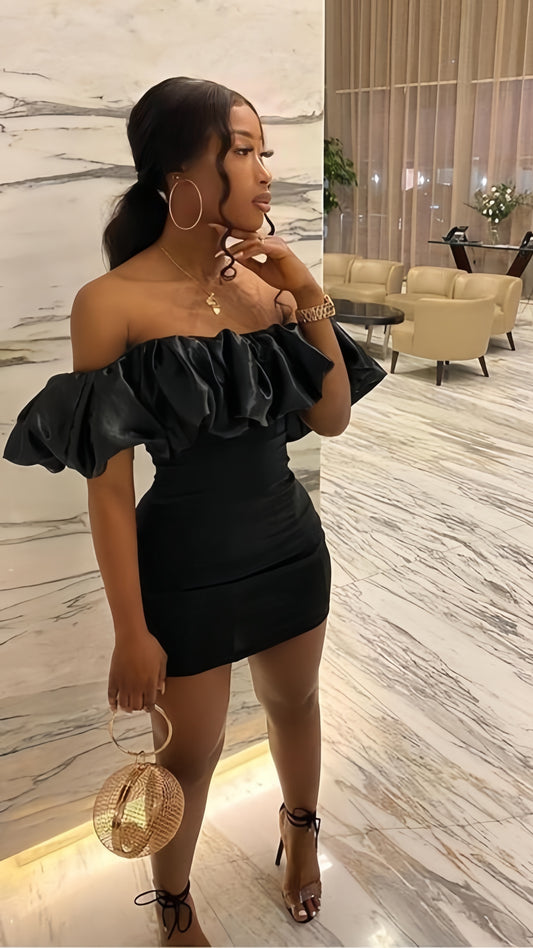 Off The Shoulder Black Homecoming Dresses Satin Party Dress, AST2034