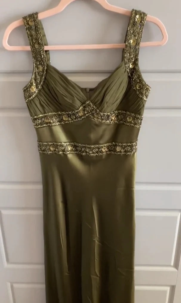 Olive Green Mermaid Beaded Satin Long Prom Dress , AST904 Asteria Olive Green Mermaid Beaded Satin Long Prom Dress , AST904 Asteria