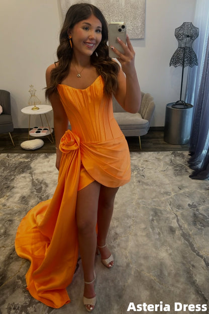 Orange Homecoming Dresses Strapless Mini Party Dress