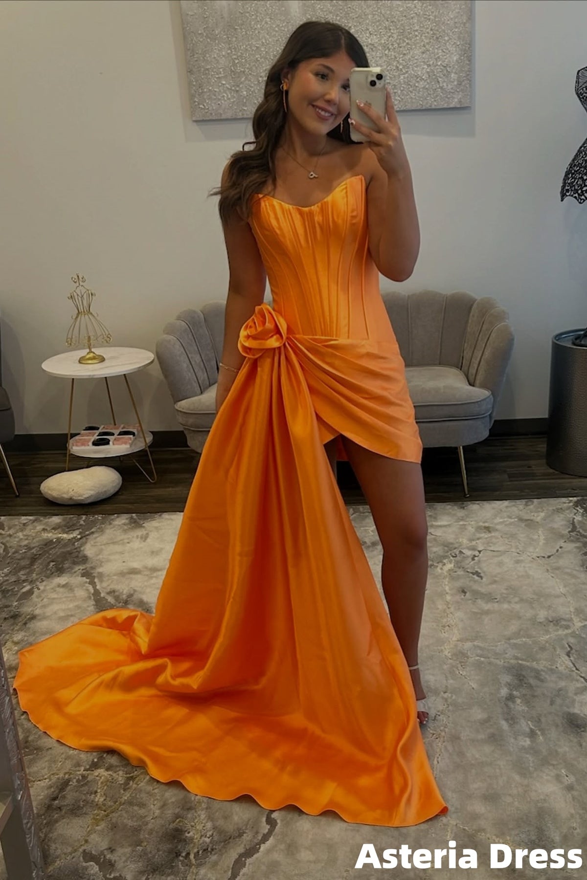 Orange Homecoming Dresses Strapless Mini Party Dress