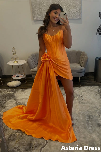 Orange Homecoming Dresses Strapless Mini Party Dress