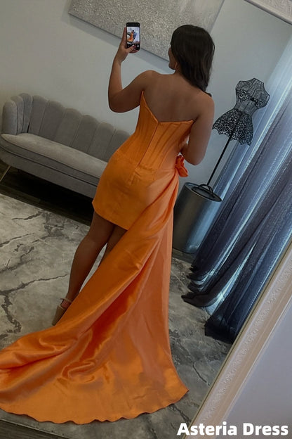 Orange Homecoming Dresses Strapless Mini Party Dress