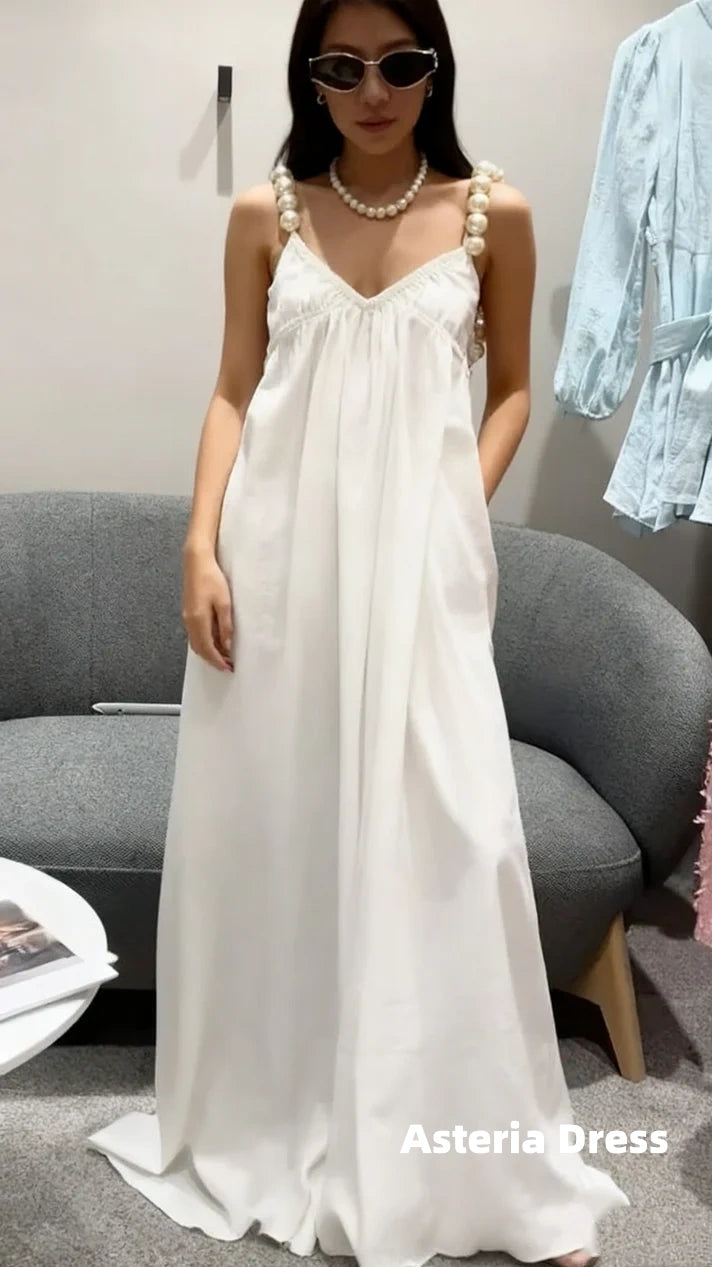 Pearl White A-line Simple Party Dresses Holiday Dress, AST2322