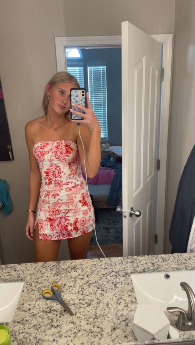 Strapless Floral Homecoming Dresses Mini Party Dress Graduation Dress,AST2090