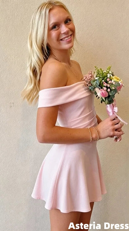 Pink Homecoming Dress Off The Shoulder Back To School Dresses