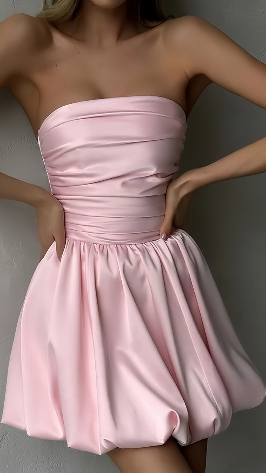 Pink Strapless Homecoming Dresses Short Prom Dresses A-line Hoco Dresses Back To School Dress,AST1990