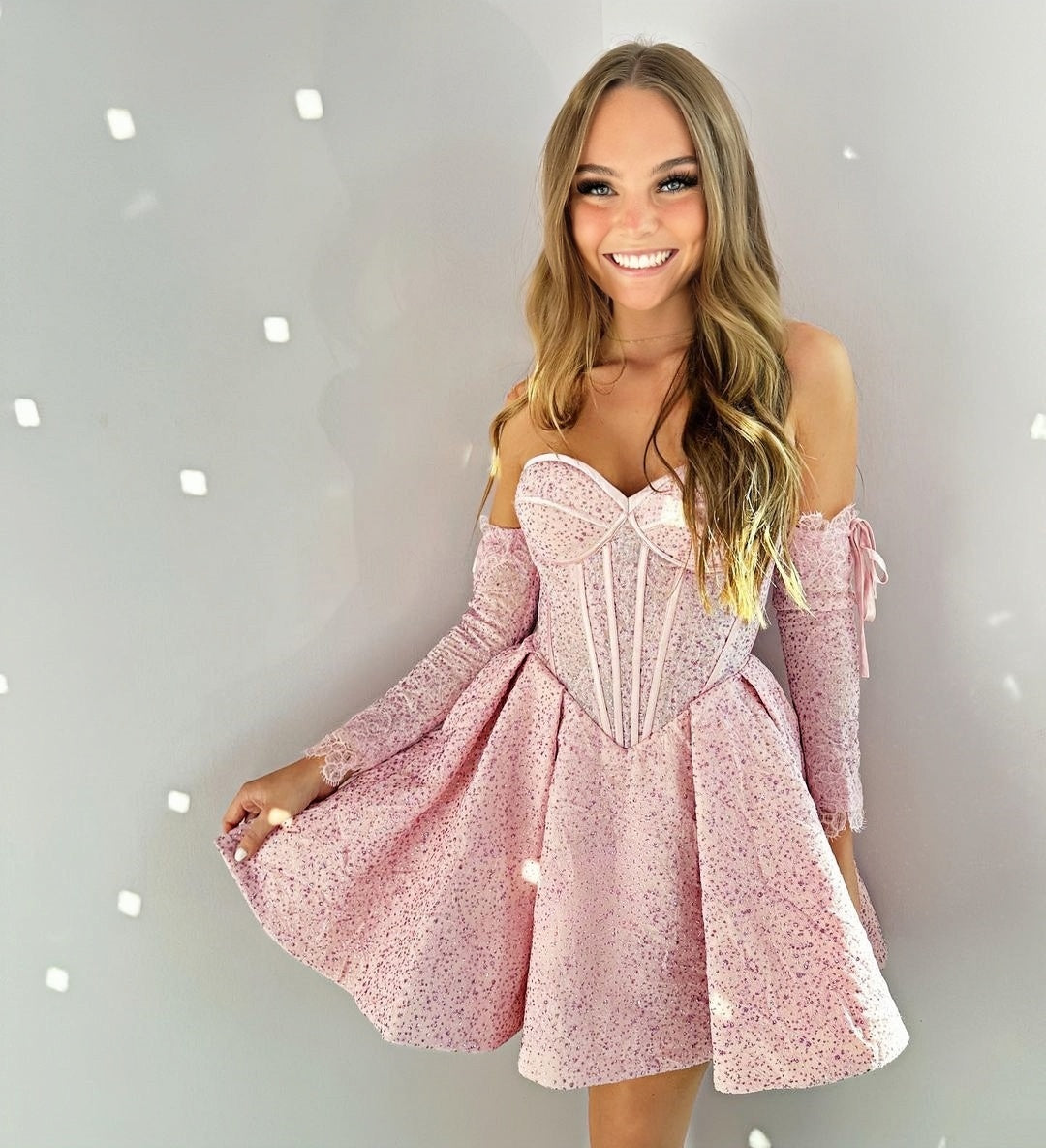 Pink Sweetheart Lace Homecoming Dresses, AST1433