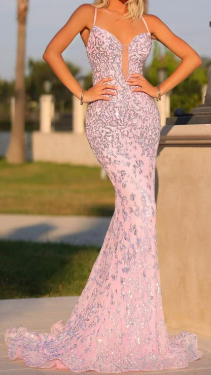 Plunging Neck Mermaid Long Prom Dress, Sleeveless Party Dresses,AST1603