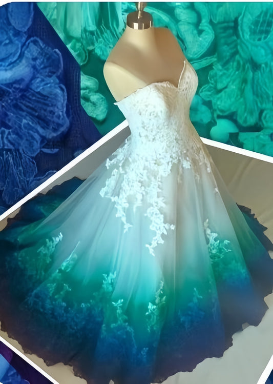 Princess A-line Lace Prom Dresses Sweetheart Appliques Evening Party Dress,AST2253