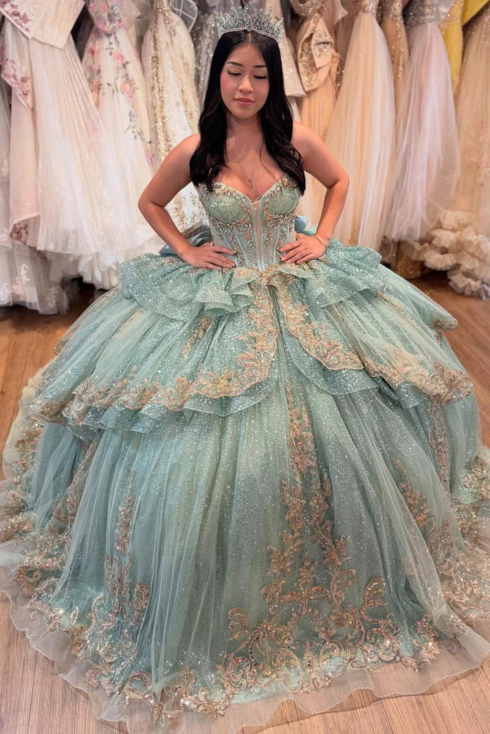 Princess Lace Tulle Appliques Lace Sweet 16 Dress, Quinceanera Dresses For Girls,AST2113