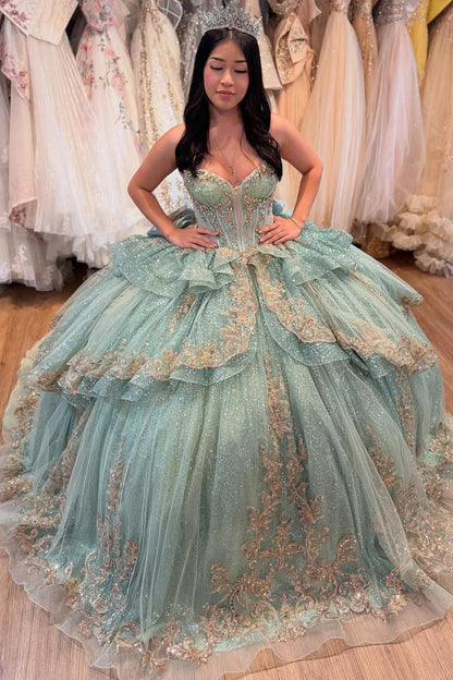 Princess Lace Tulle Appliques Lace Sweet 16 Dress, Quinceanera Dresses For Girls,AST2113