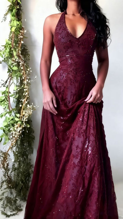 Vintage Mermaid Purple Lace Halter Prom Dresses Long Evening Party Dress Prom Gowns,AST2283