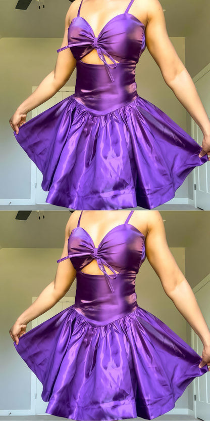 Purple A-line Homecoming Dress Spaghetti Straps Mini Party Dress,AST1901