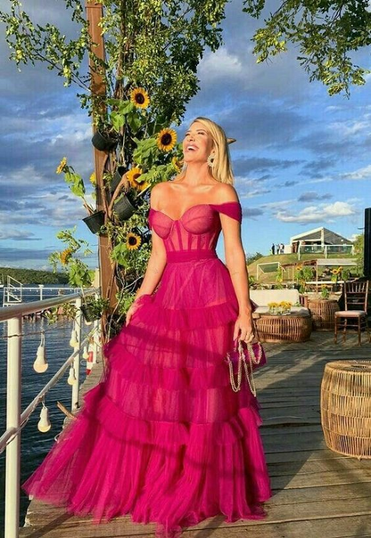Off-Shoulder Evening Formal Gown - Prom Dress