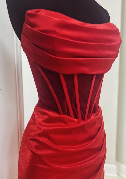 Red Homecoming Dress, Strapless Mini Hoco Dresses, AST1044