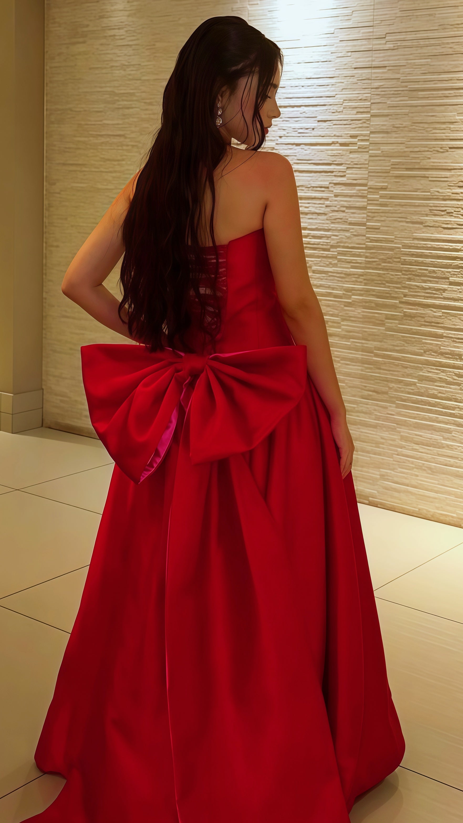 Red Strapless A-Line Prom Dress, Bowknot Senior Prom Dress, AST1744 Asteria Red Strapless A-Line Prom Dress, Bowknot Senior Prom Dress, AST1744 Asteria