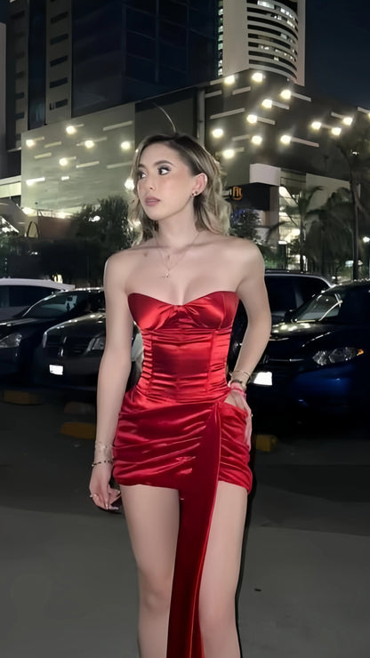 Red Homecoming Dresses Strapless Bodycon Hoco Cocktail Dress,AST1973