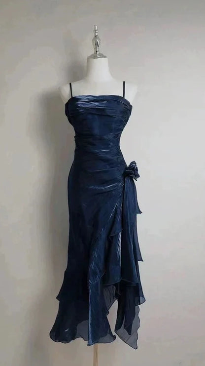 Retro Bodycon Spaghetti Straps Satin Long Party Dress Prom Dresses,AST2132