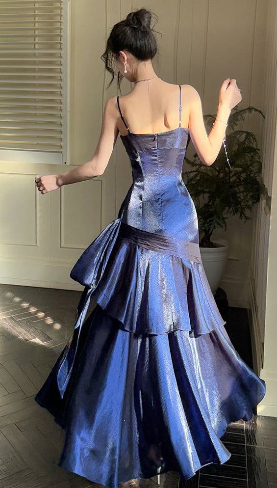 Retro Spaghetti Straps Burgundy Ruffle Prom Dresses Sparkle Night Formal Dress,AST2286