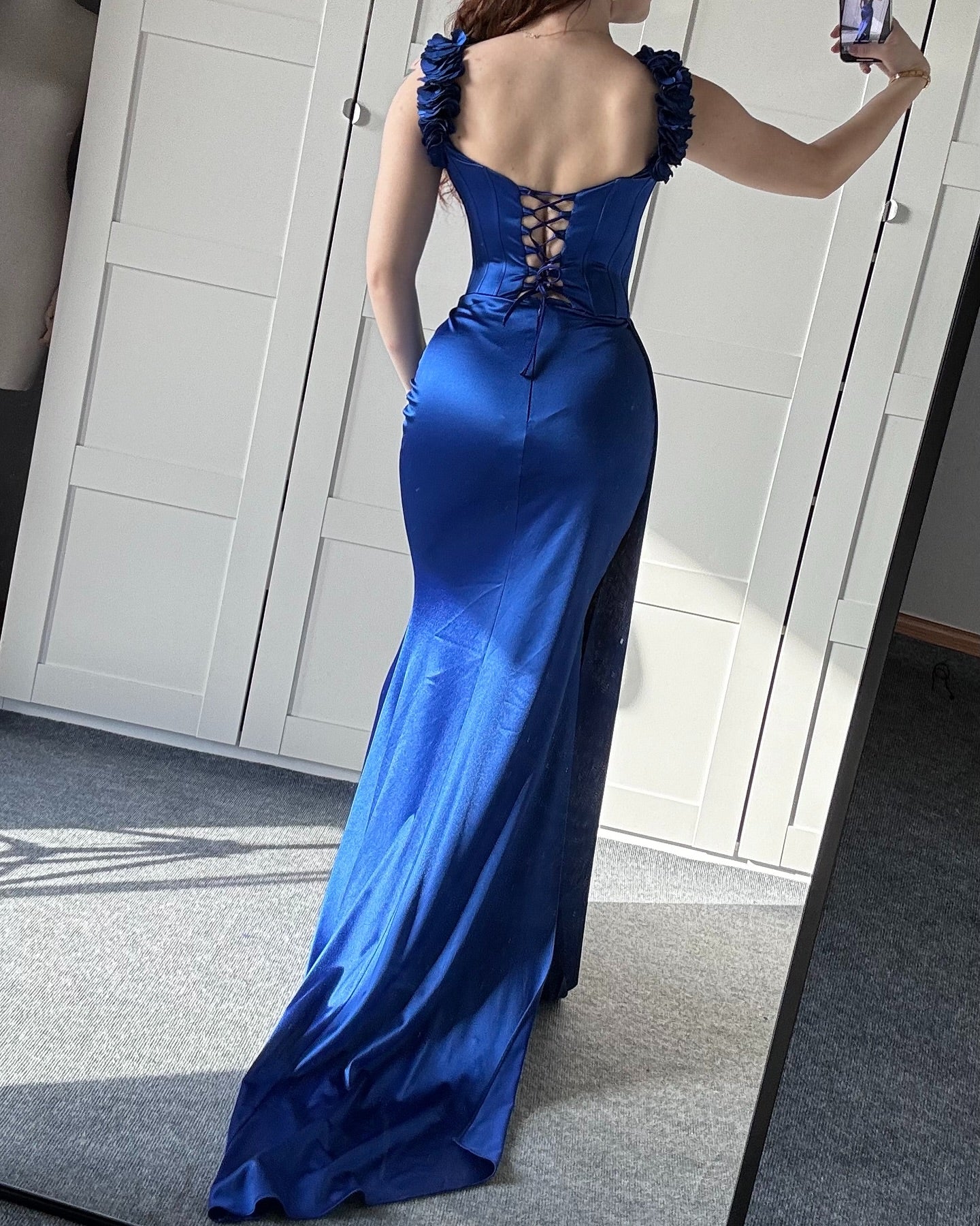 Royal Blue Mermaid Prom Dresses Off The Shoulder Evening Formal Gown, AST1495