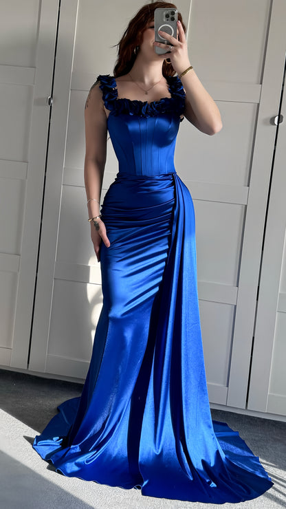 Royal Blue Mermaid Prom Dresses Off The Shoulder Evening Formal Gown, AST1495