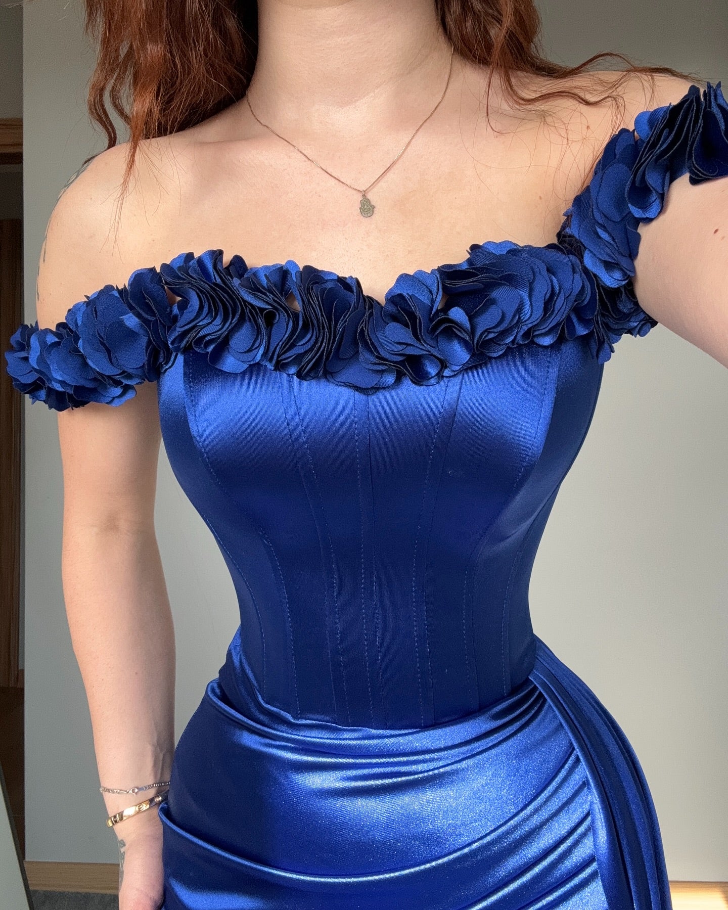 Royal Blue Mermaid Prom Dresses Off The Shoulder Evening Formal Gown, AST1495