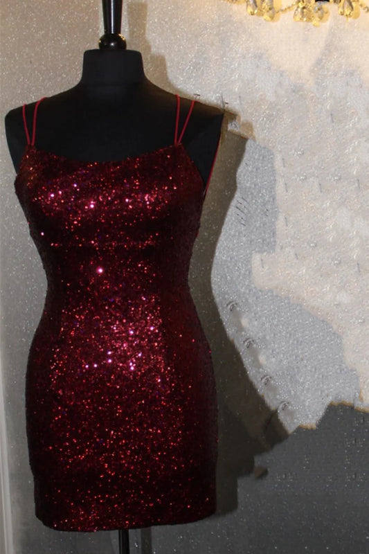Royal Blue Sequin Bodycon Mini Homecoming Dress, AST1160