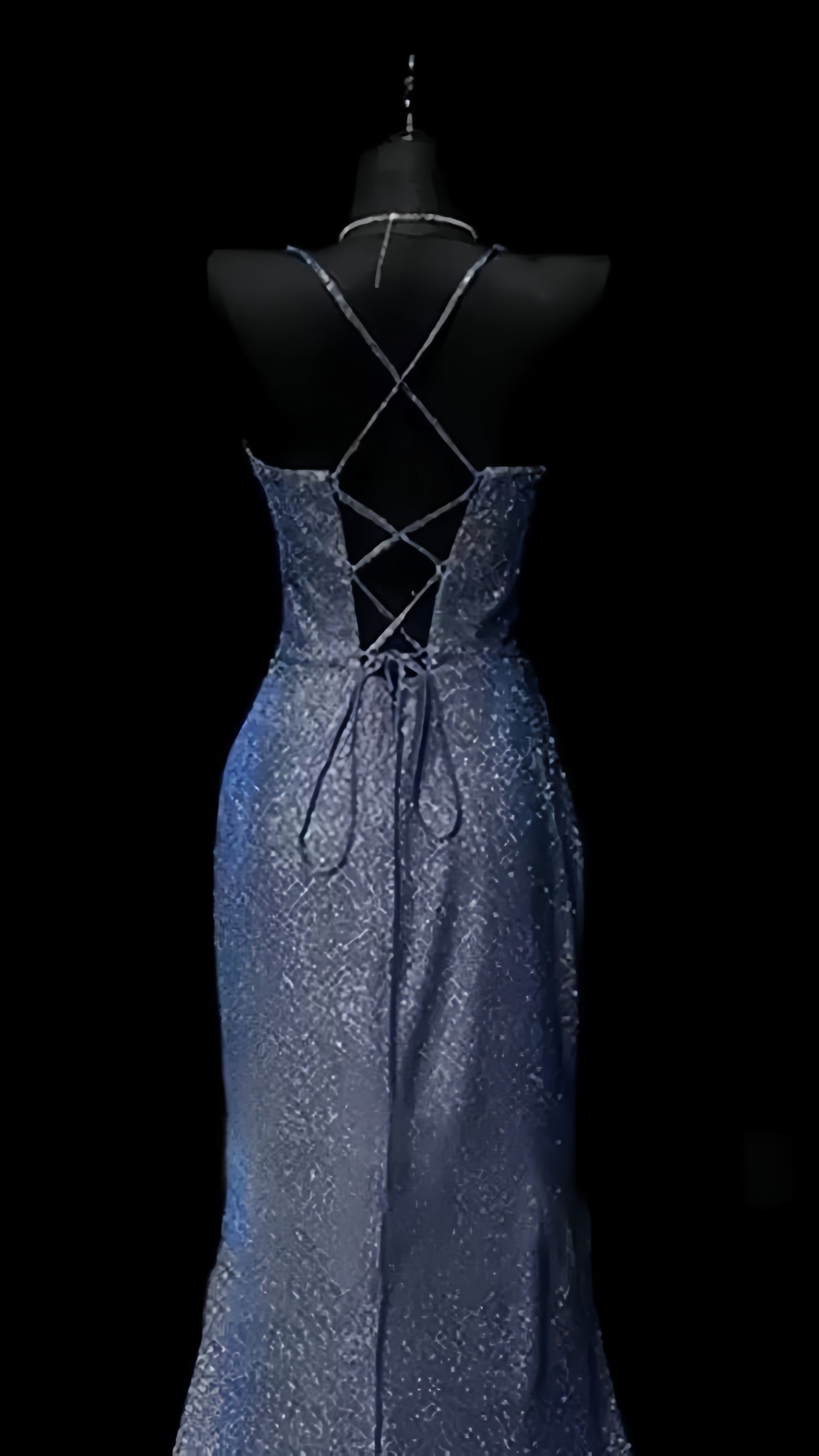 Blue Mermaid Prom Dresses Long Evening Night Dress With High Slit,AST2101