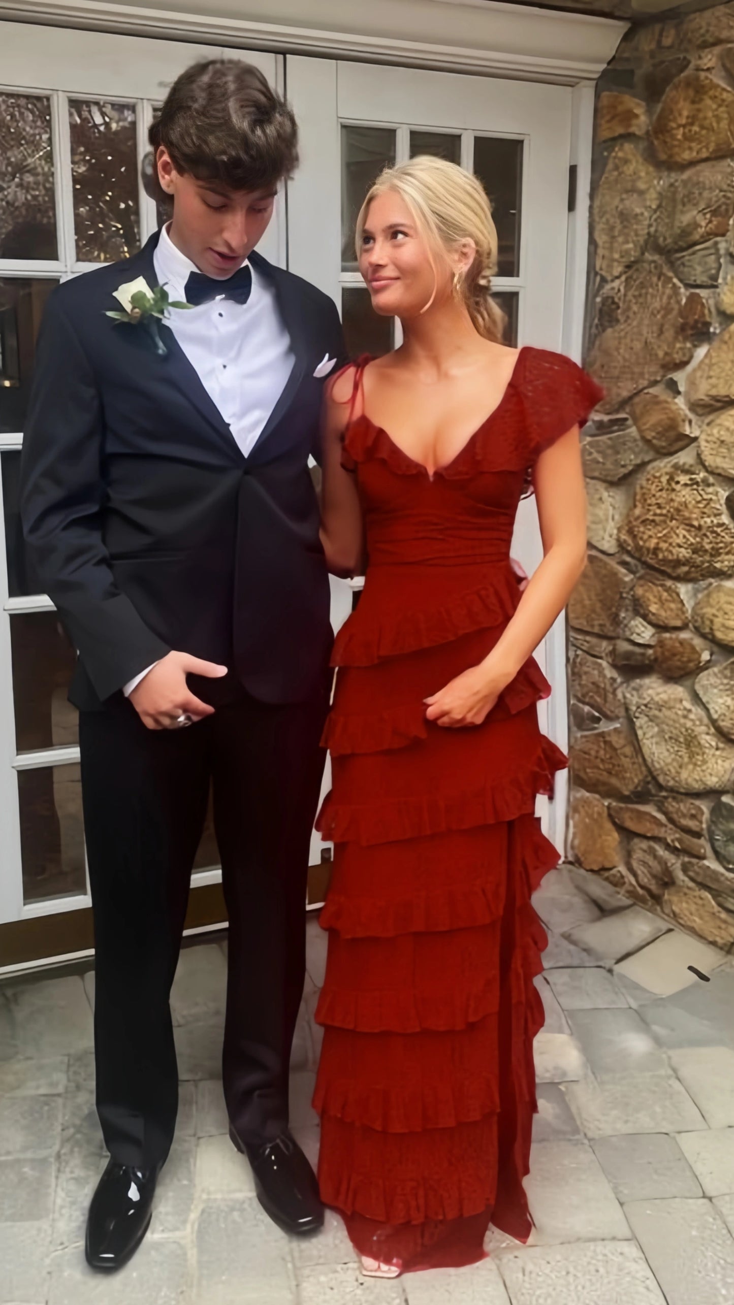 Sexy Lace Red Long Prom Dresses Evening Dress With Slit,AST2073