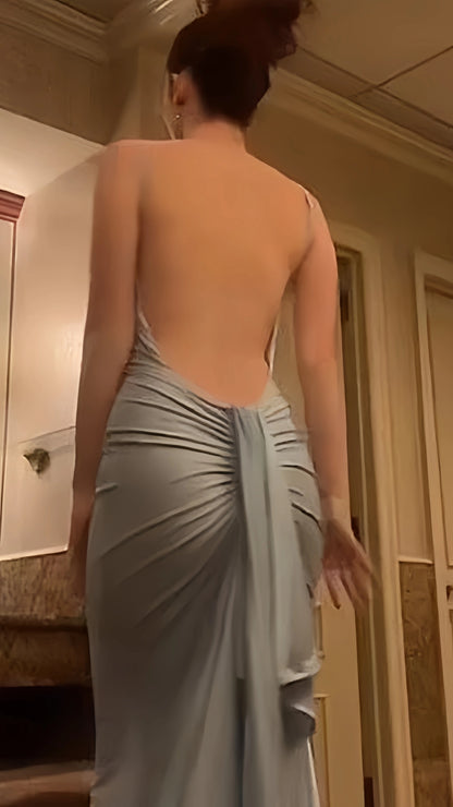 Open Back Mermaid Long Prom Dresses Evening Party Dress,AST2122