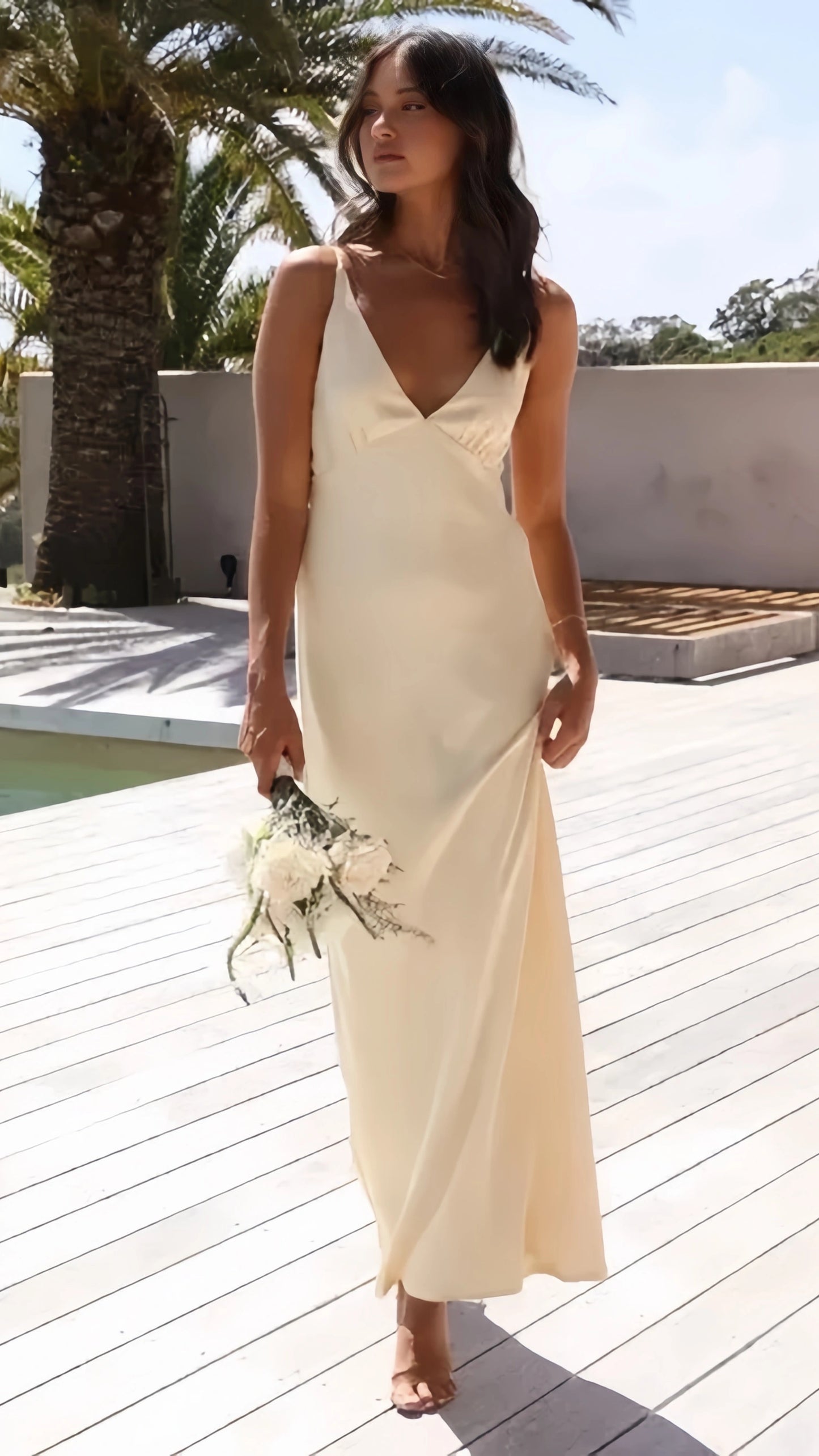 Pastel Yellow V-neck Prom Dresses Backless Evening Party Dress,AST2129