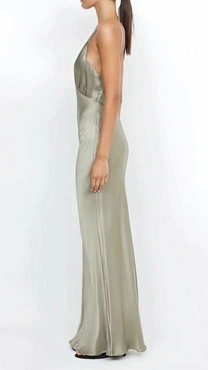 Pastel Yellow V-neck Prom Dresses Backless Evening Party Dress,AST2129