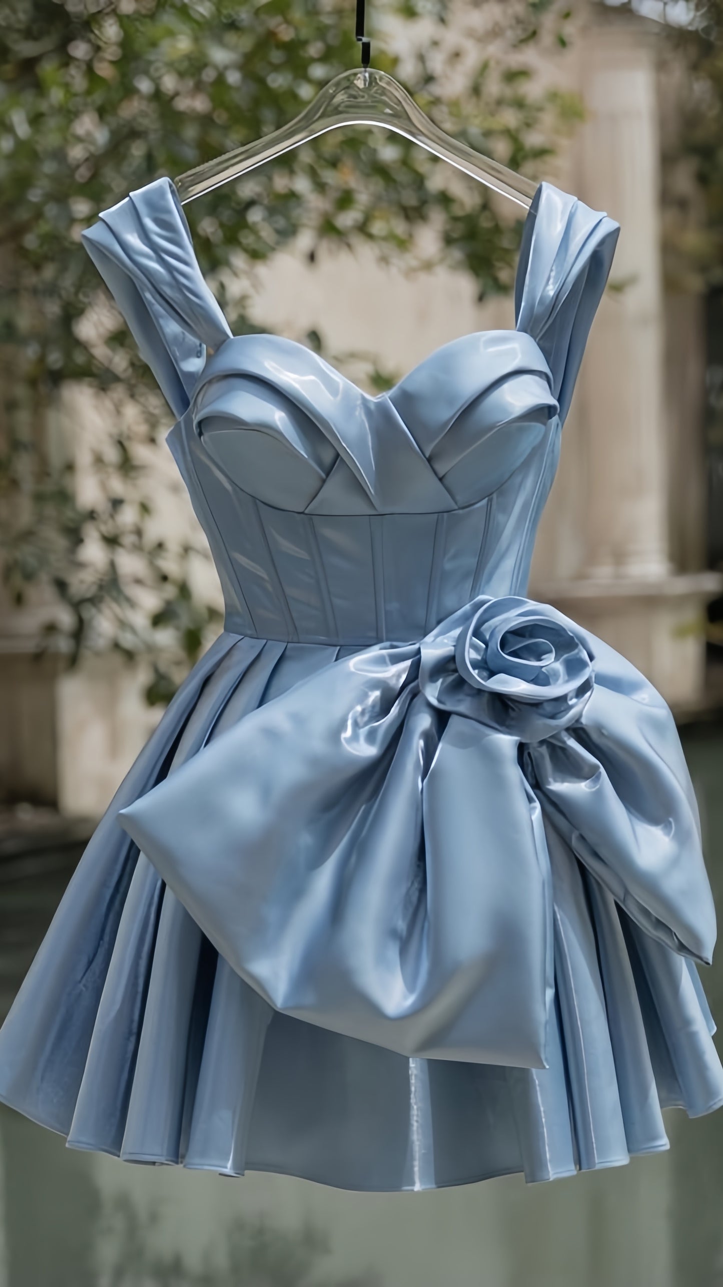 Silky Blue A-line Homecoming Dresses Sweet Hoco Dress,AST1894